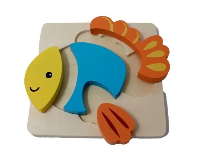 Rompecabezas de Madera fish didáctico Para Niños