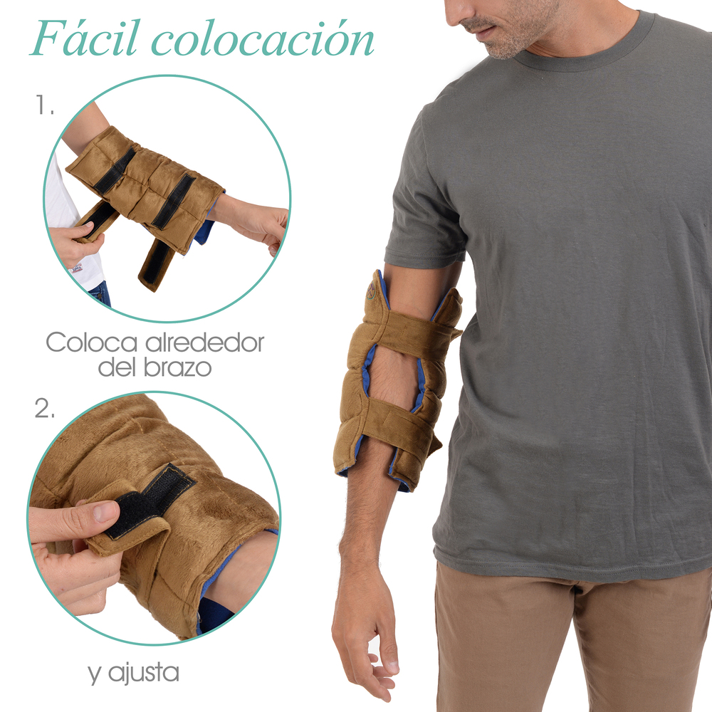 Naturalness - Compresa térmica para Codo Elaborada con Semillas y Plantas Medicinales - Línea Ortopédica Ideal para Rehabilitación, Fisioterapia o Descanso (Compresa + Aceite para masaje  125 ml)