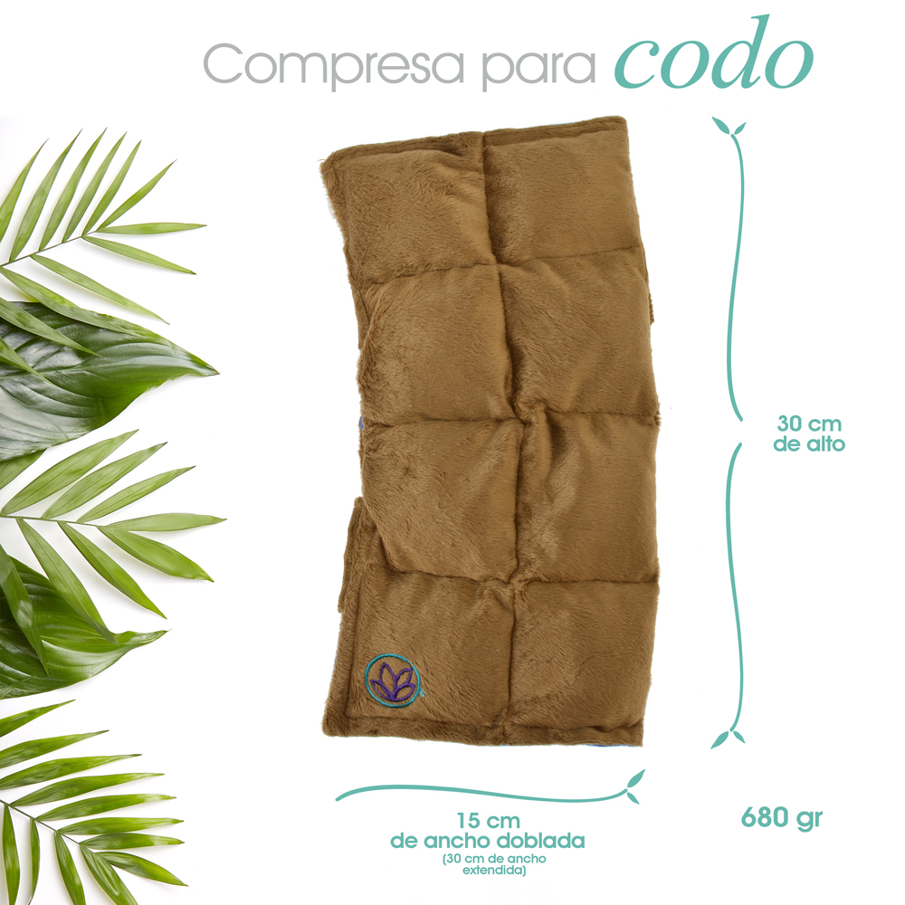 Naturalness - Compresa térmica para Codo Elaborada con Semillas y Plantas Medicinales - Línea Ortopédica Ideal para Rehabilitación, Fisioterapia o Descanso (Compresa + Aceite para masaje  125 ml)
