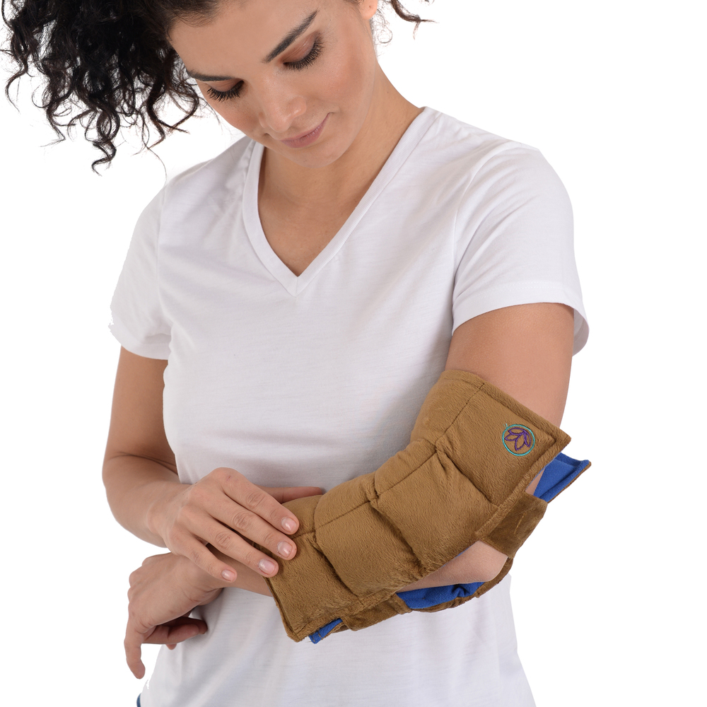 Naturalness - Compresa térmica para Codo Elaborada con Semillas y Plantas Medicinales - Línea Ortopédica Ideal para Rehabilitación, Fisioterapia o Descanso (Compresa + Aceite para masaje  125 ml)