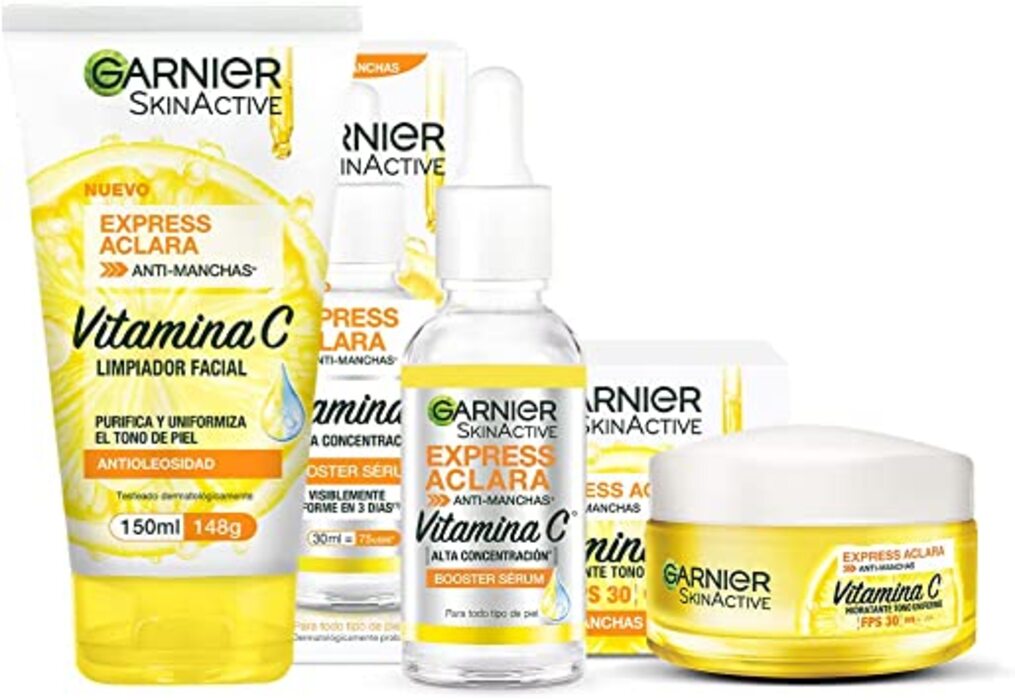 Kit Garnier Express Aclara Serum +crema +gel Con Vitamina C 
