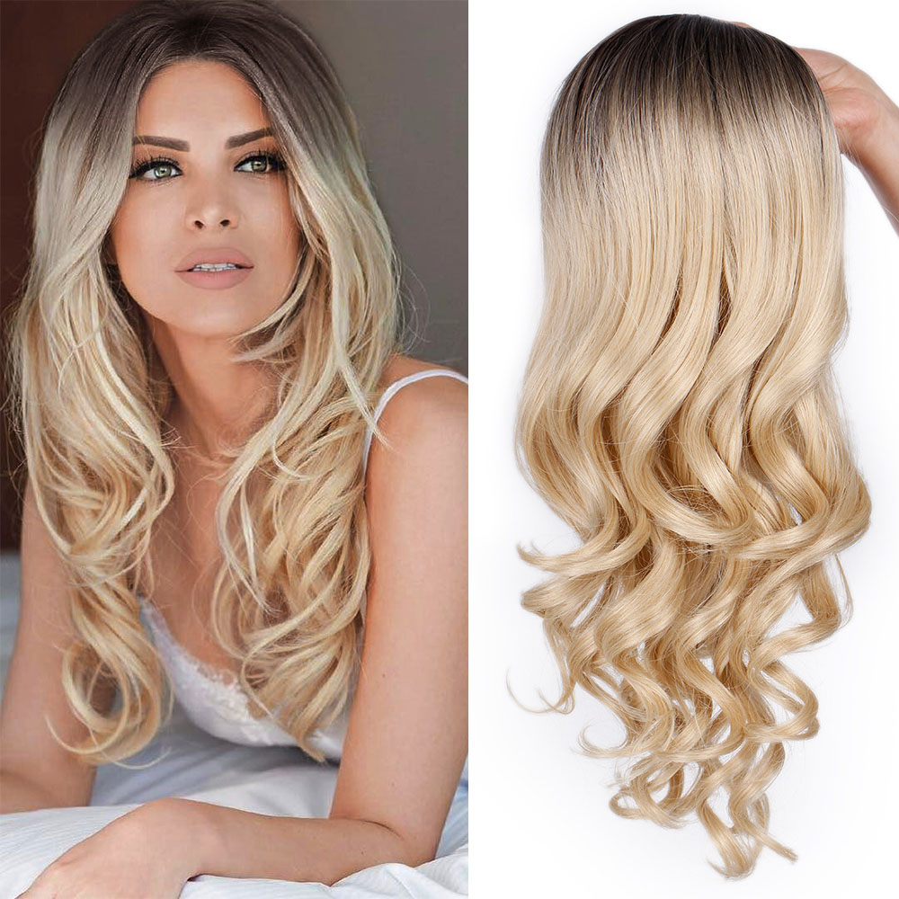 SHOP TOP Peluca Ondulada Color Rubio Natural Degradado 65cm Largo