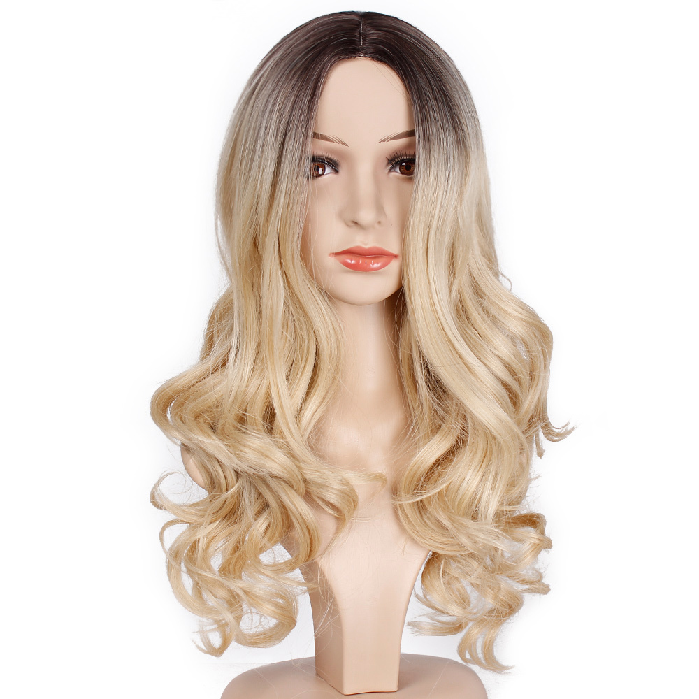 SHOP TOP Peluca Ondulada Color Rubio Natural Degradado 65cm Largo