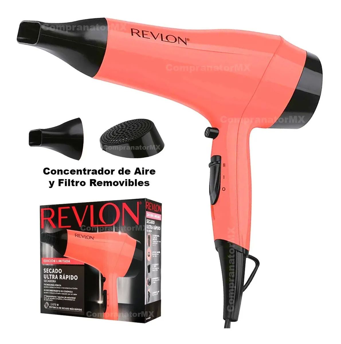 Secadora Cabello Revlon Secado Rápido Triple Cerámica Iones Naranja