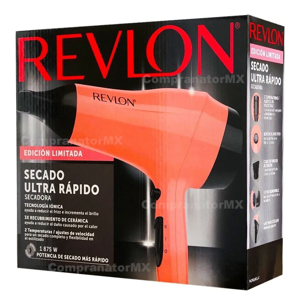 Secadora Cabello Revlon Secado Rápido Triple Cerámica Iones Naranja