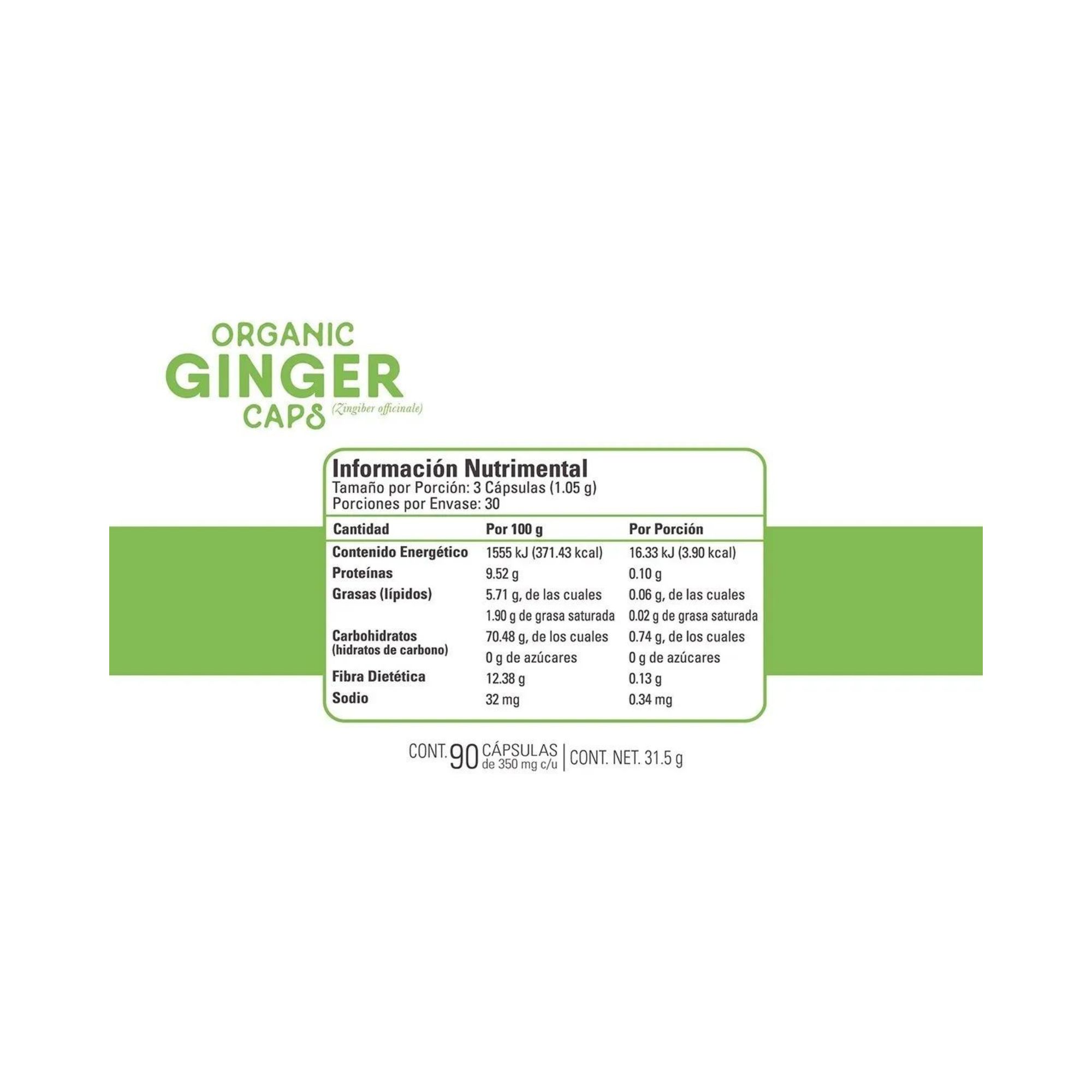 Cápsulas Jengibre Orgánico 90pz Organic Side Vegetal Ginger