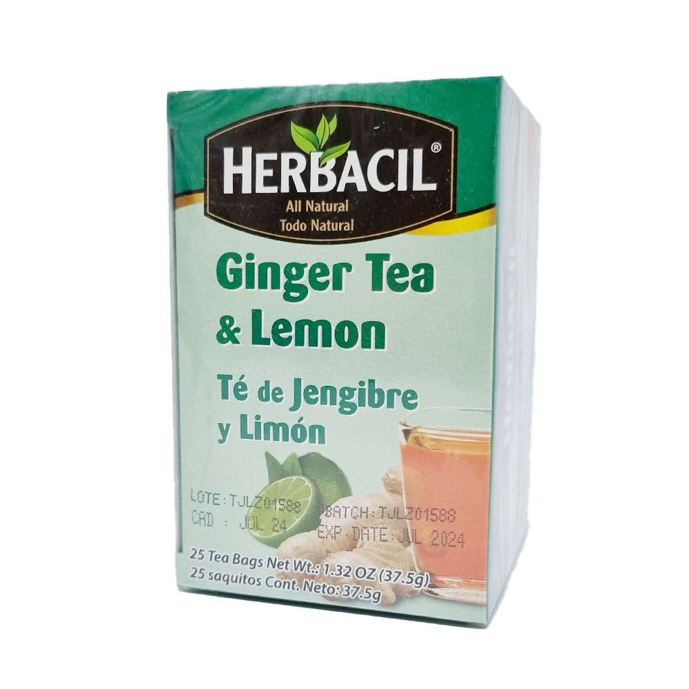 Te De Jengribe Con Limón 25 Sobres 100% Orgánico Herbacil