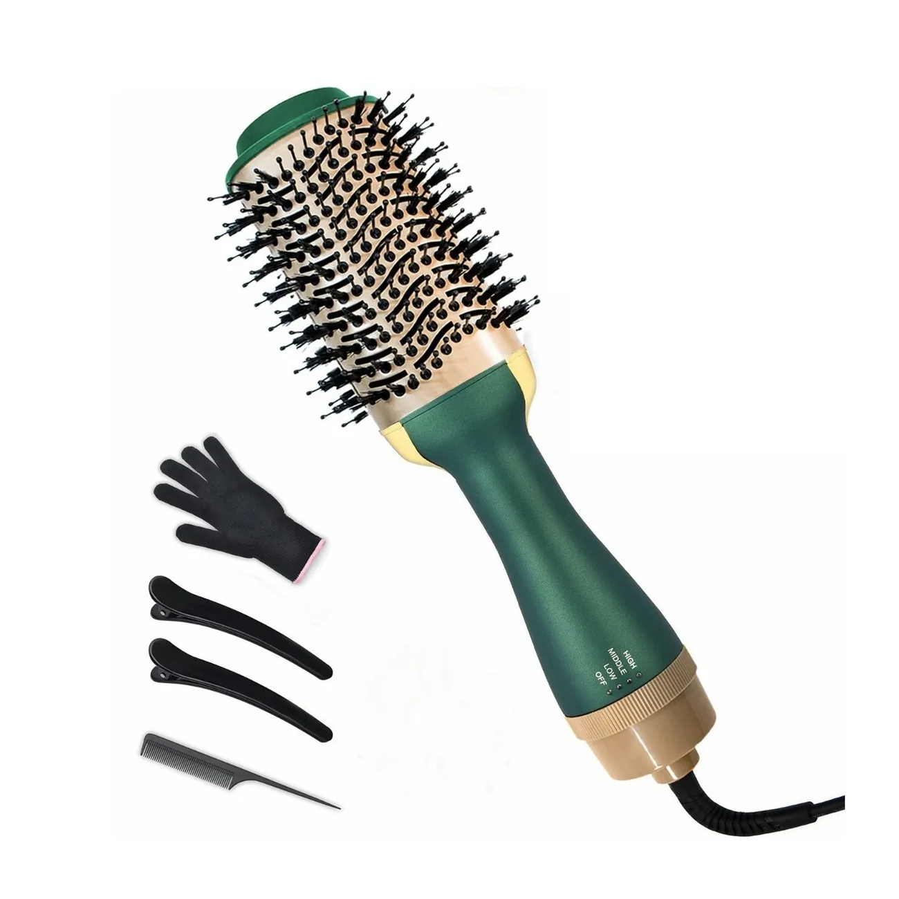 Cepillo Secador De Cabello Giratorio Alisado Verde