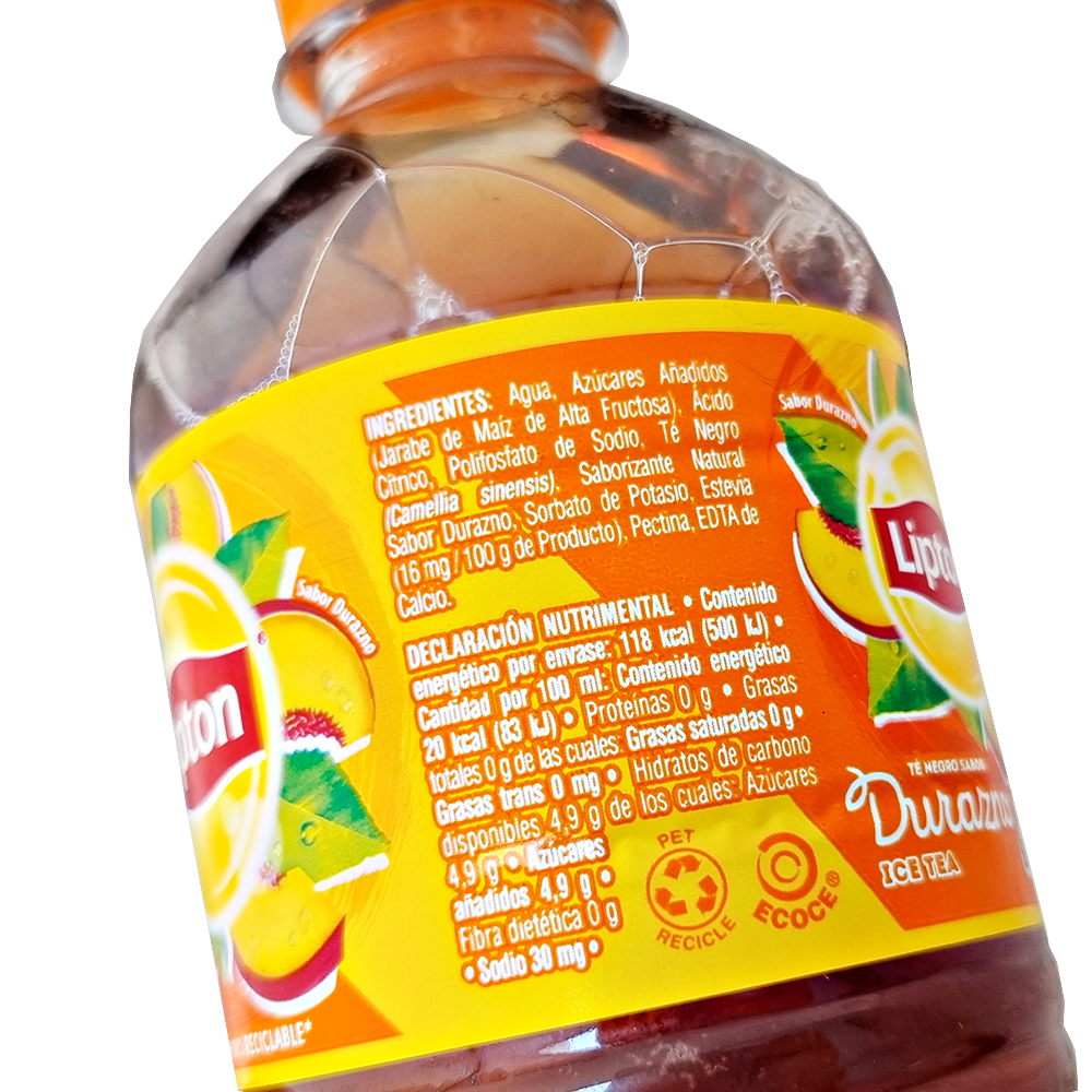 Té Negro Sabor Durazno Lipton 600ml Bebida Helado