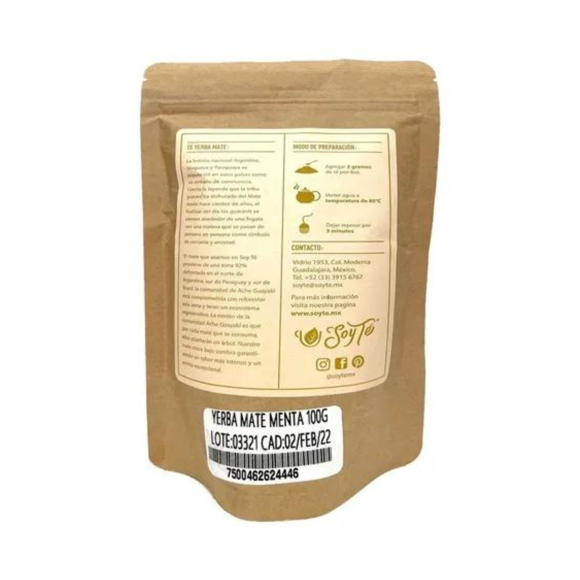 Tisana Yerba Mate Menta De Argentina 100g Soy Té