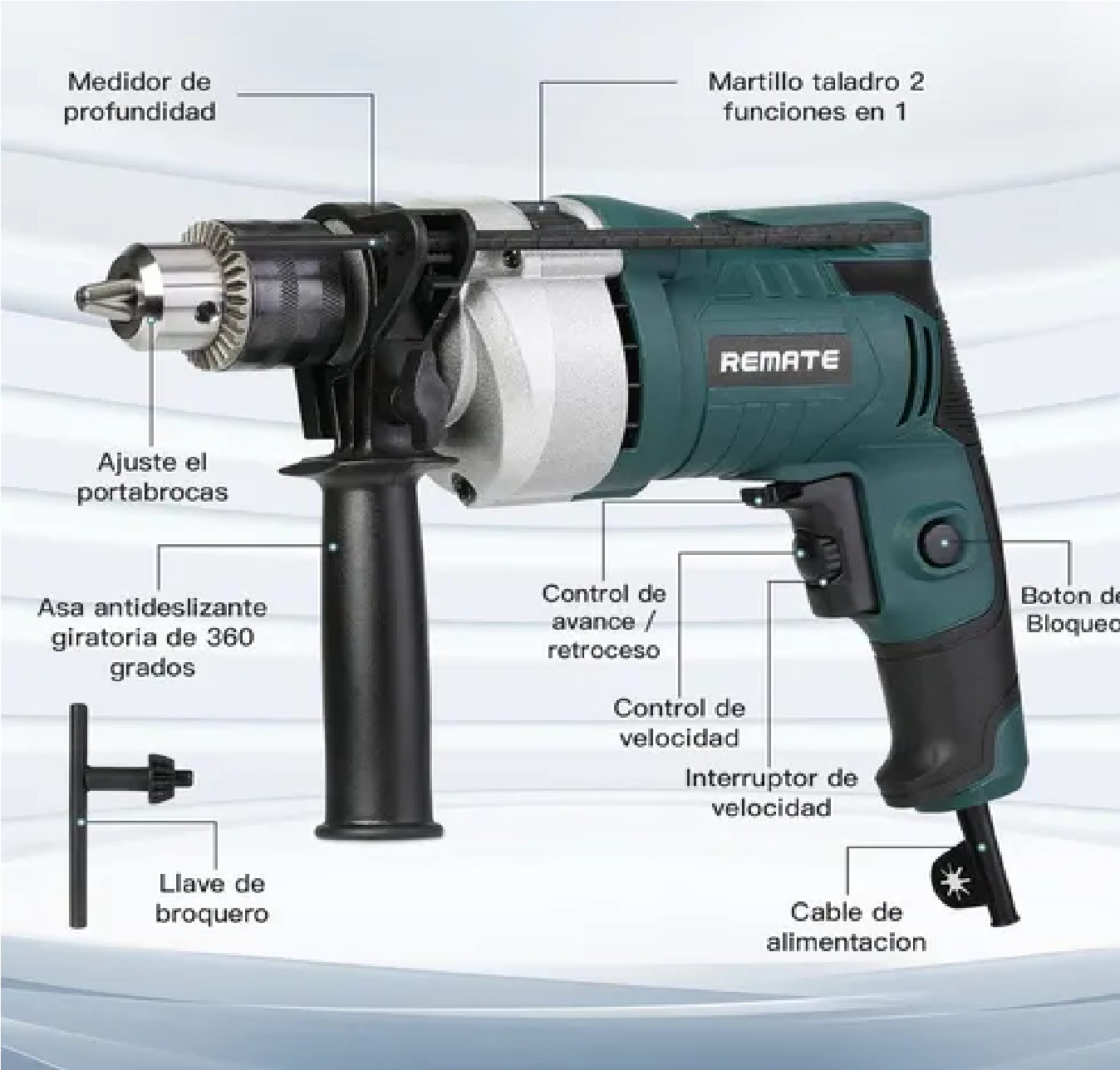 Taladro Rotomartillo De 1/2 Y 710w