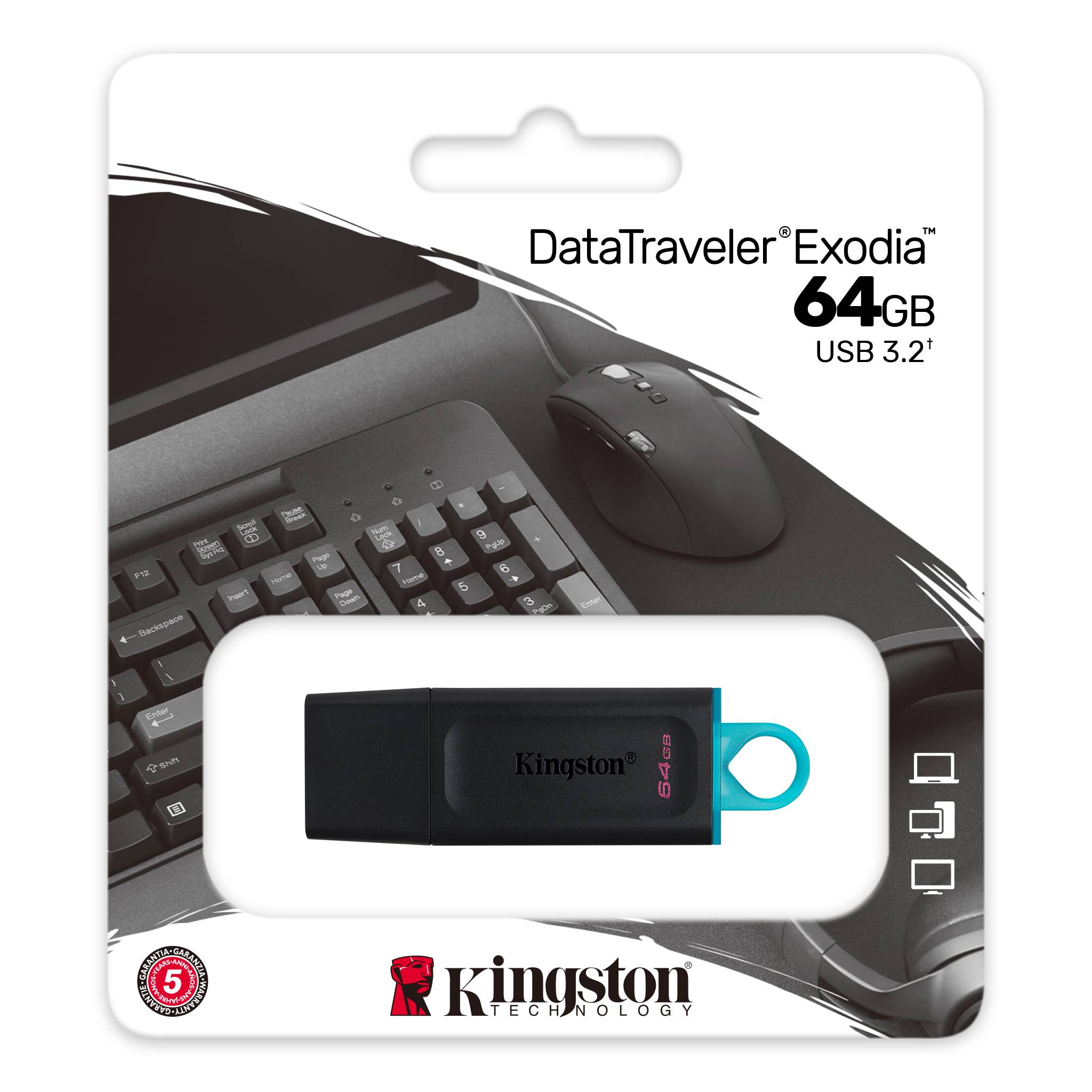 MEMORIA USB KINGSTON 64GB DATATRAVELER EXODIA 3.2