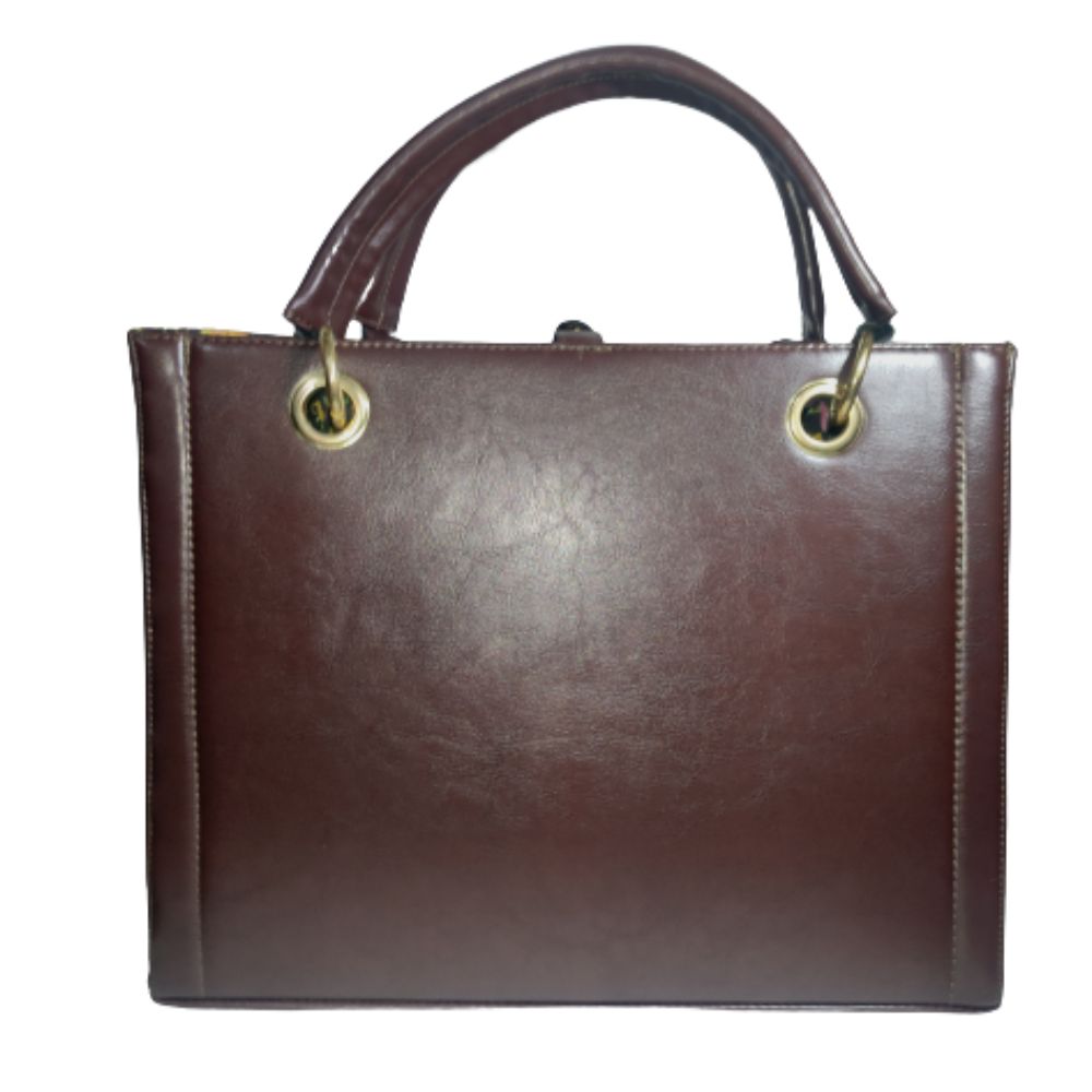 Bolsa Cuadrada para Mujer De Piel Hecha Mano Artesanal Mándala Color Café