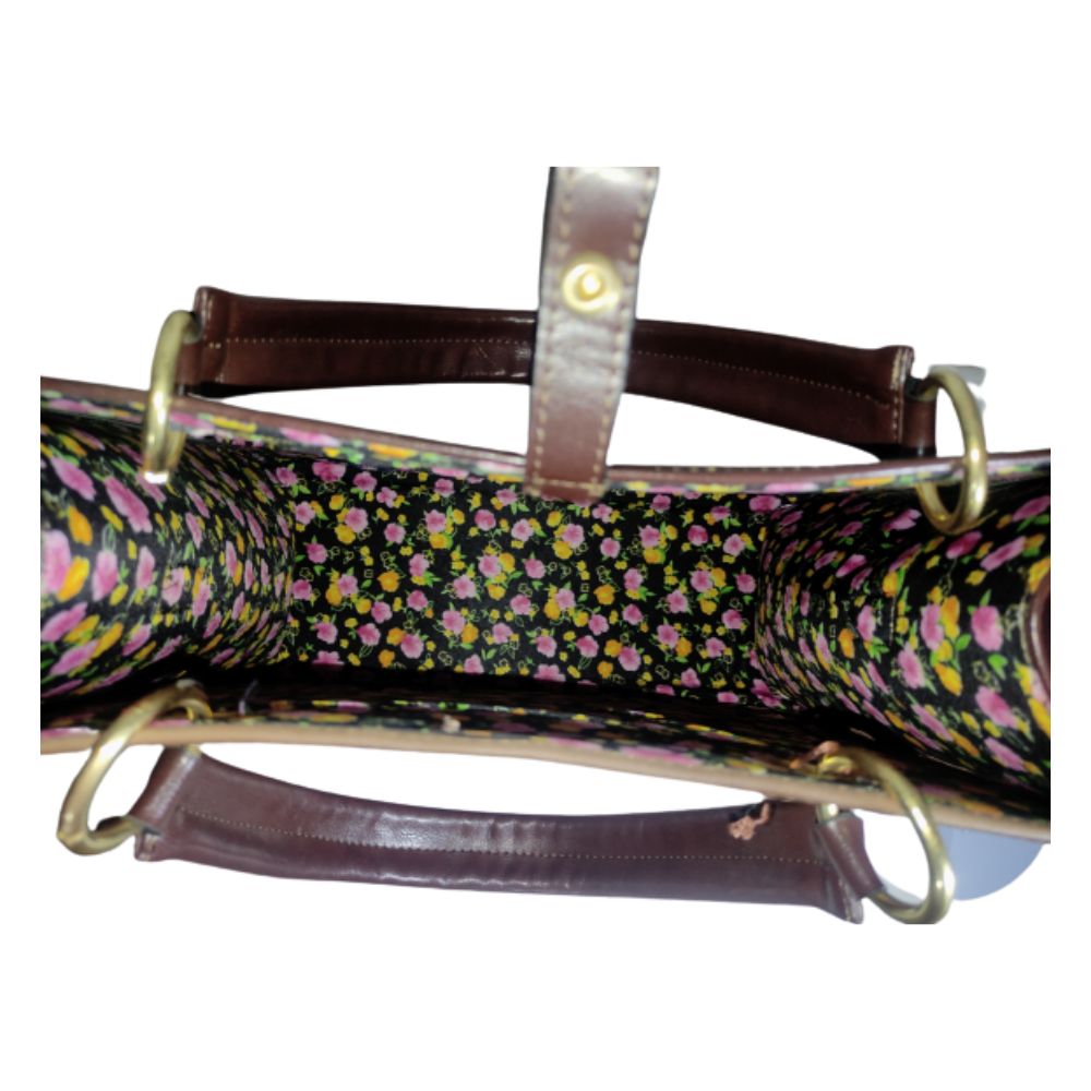 Bolsa Cuadrada para Mujer De Piel Hecha Mano Artesanal Mándala Color Café