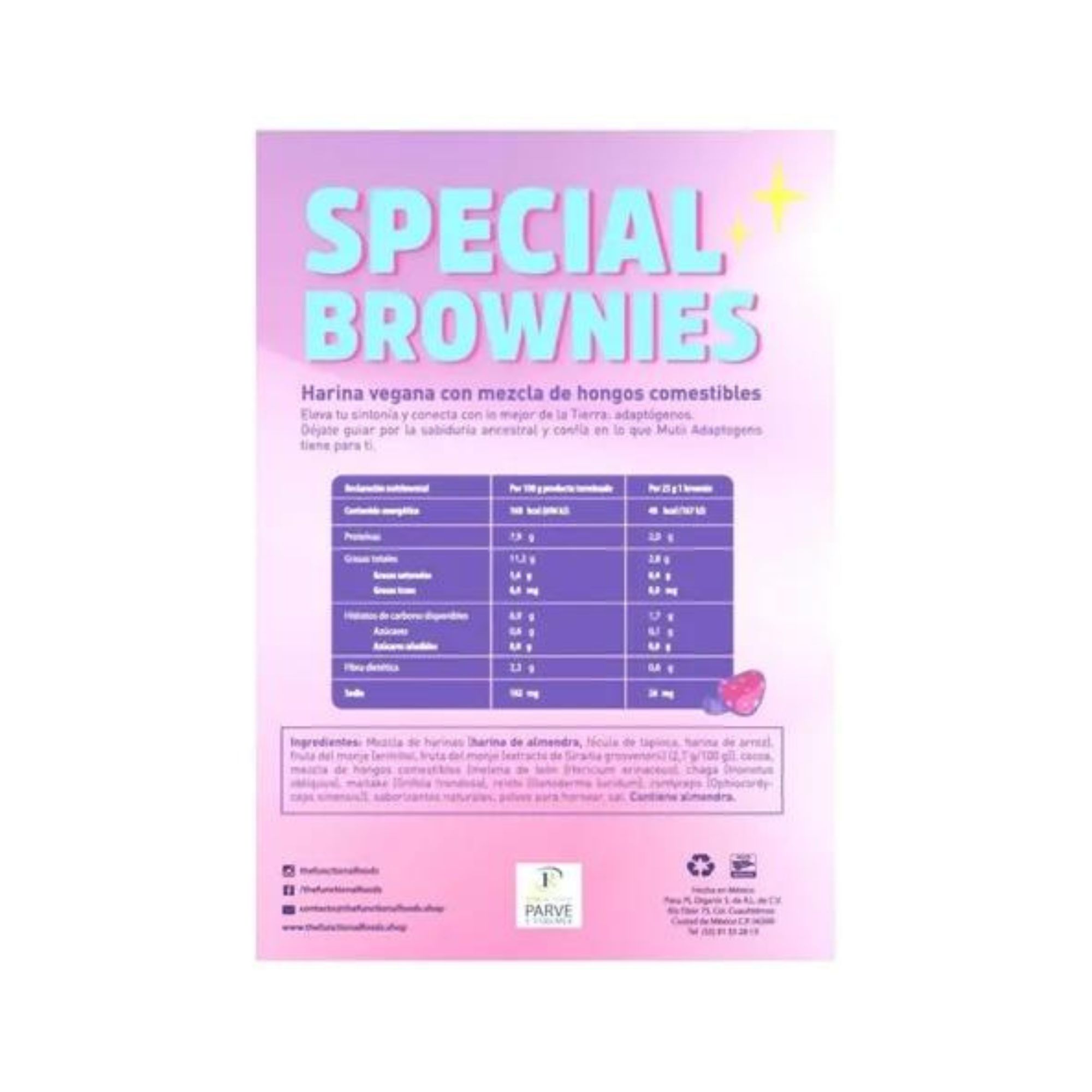 Special Brownies Harina Vegana Con Hongos Adaptógenos