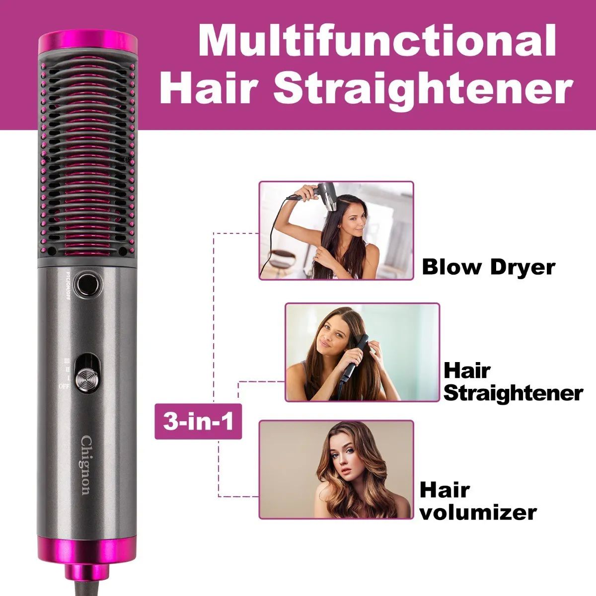 Cepillo Alaciador Electrico De Cerámica Anti Encrespamiento