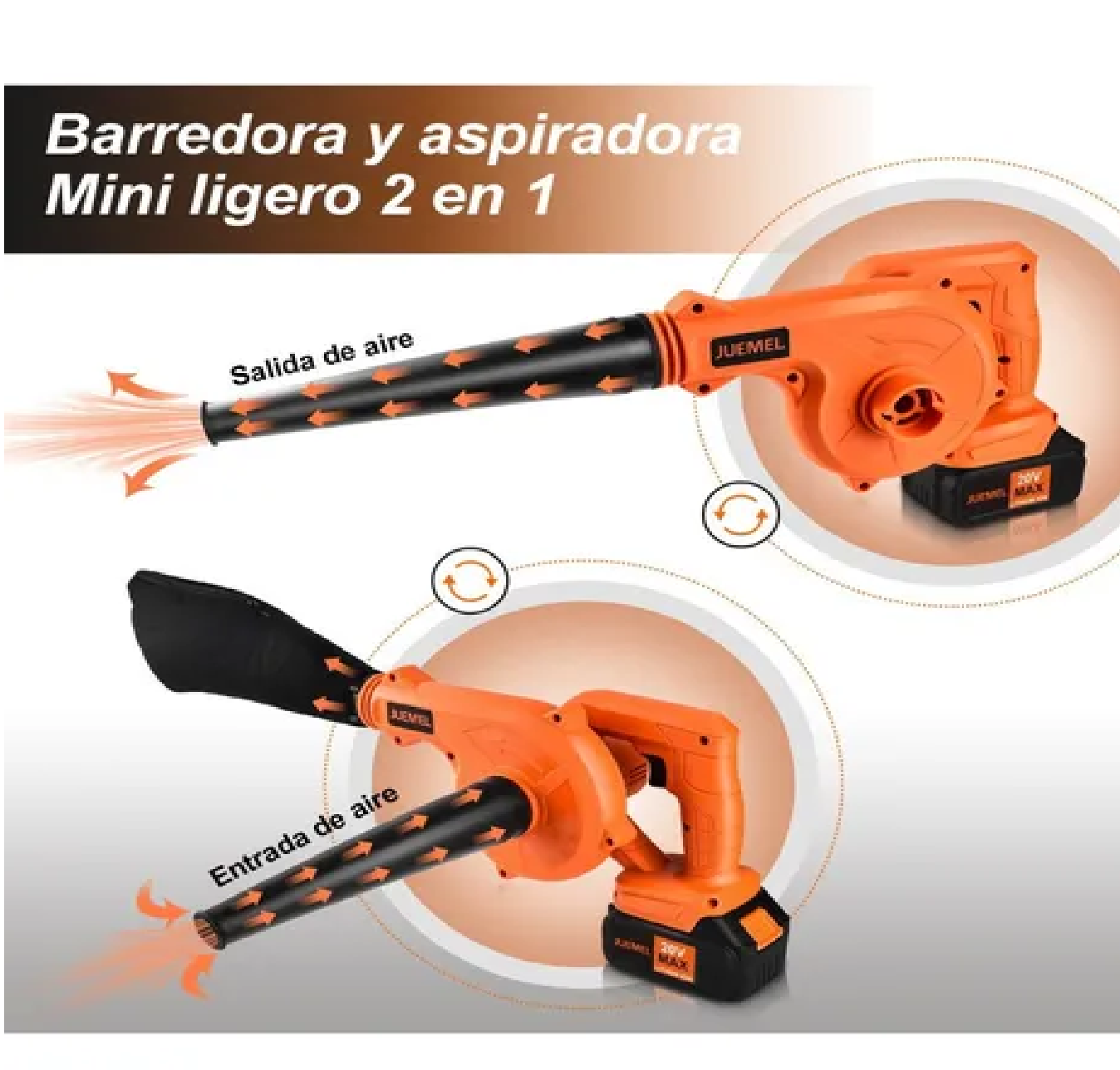 ✓ Soplador/Aspiradora a Batería Recargable