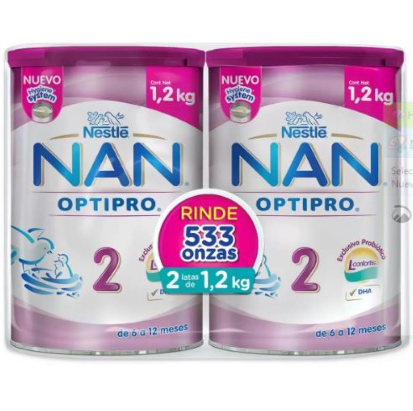 Alimento para Bebes NAN OPTIPRO 644755 Etapa 2 2 Botes de 1.2kg