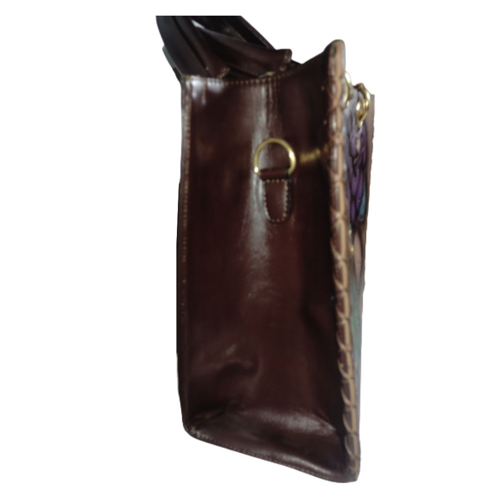 Bolsa Cuadrada para Mujer De Piel Hecha Mano Artesanal Rosa Color Marrón 