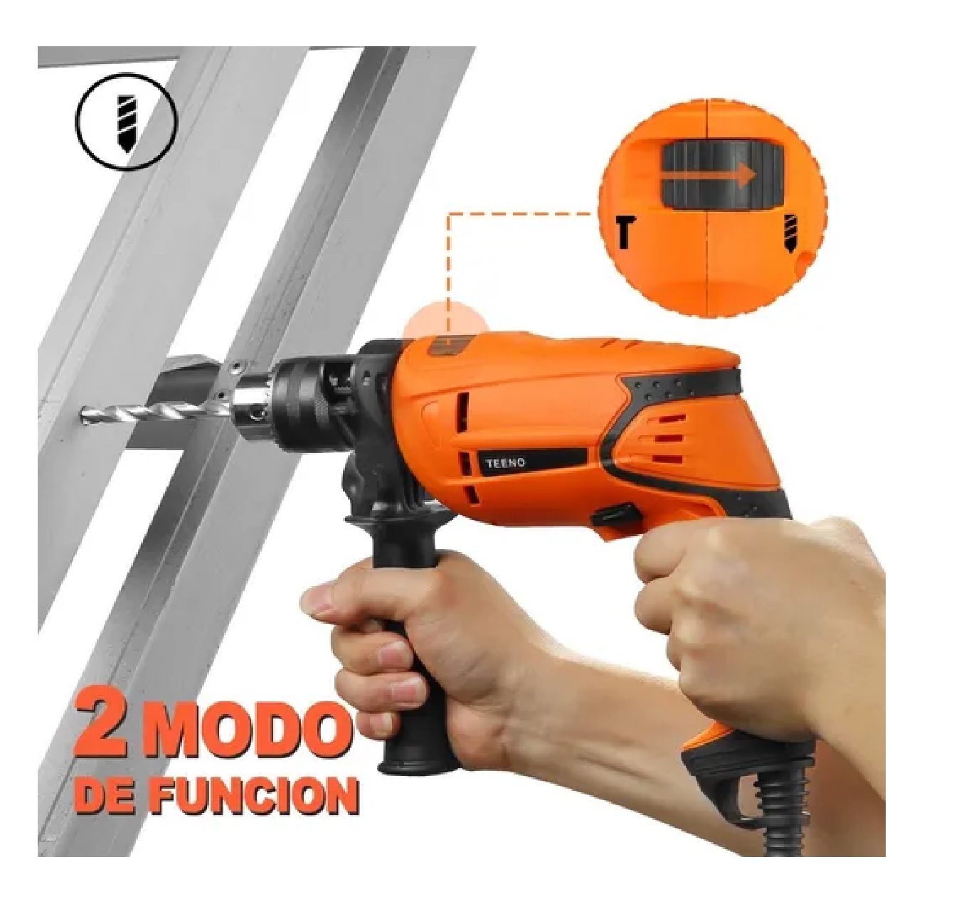Set Taladro Rotomartillo 1/2 Prof 650w con estuche Naranja