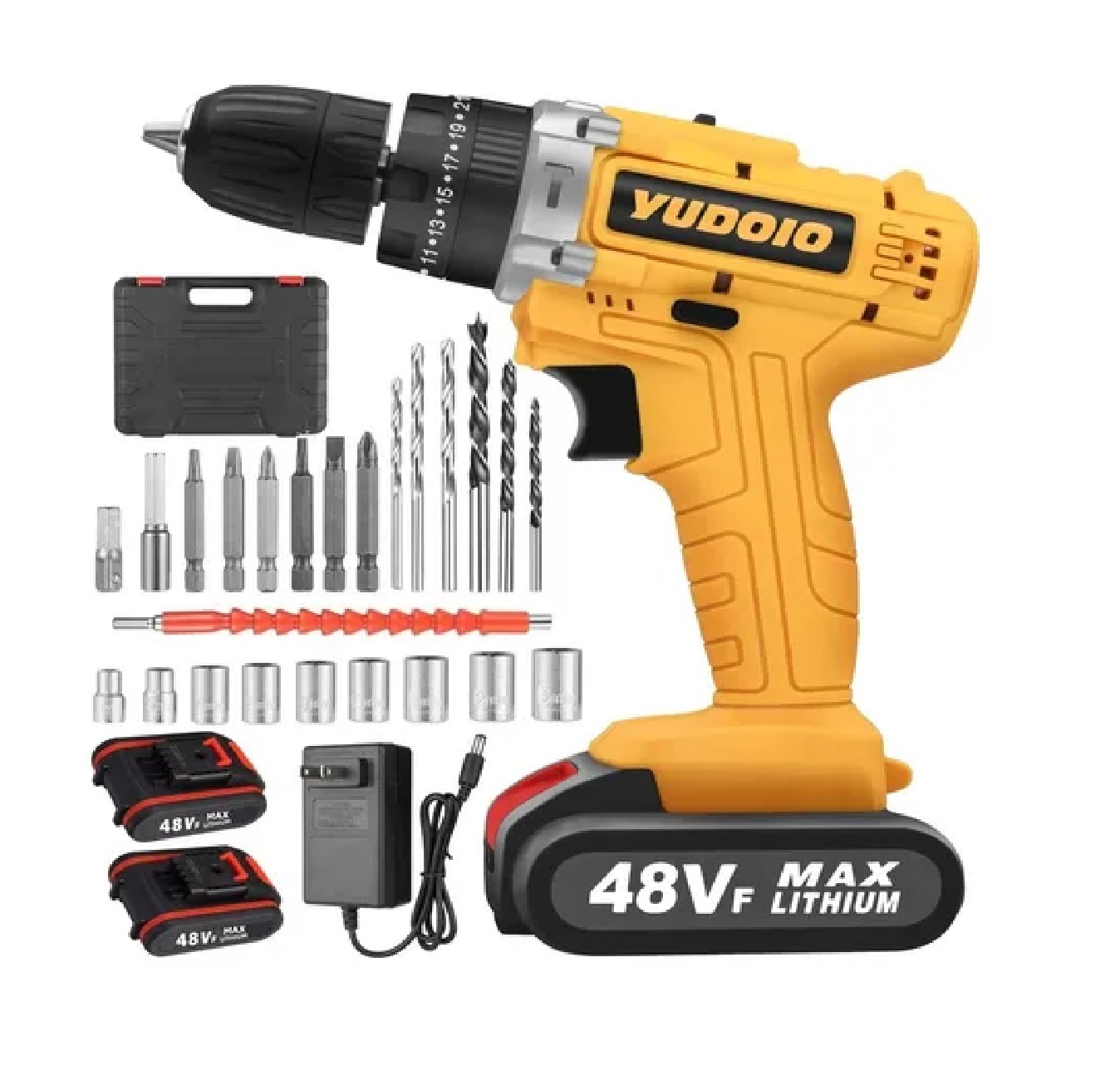 Taladro Atornillador De Impacto Inalámbrico Con 2 Baterías Amarillo