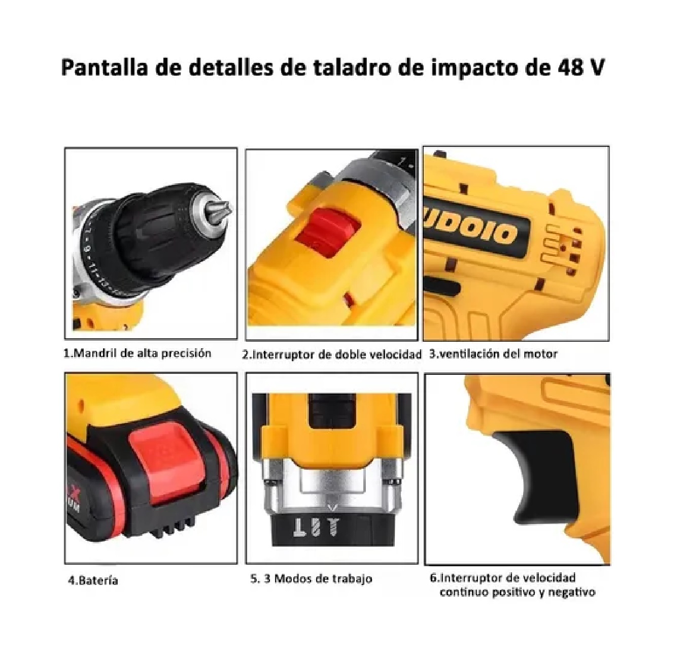 Taladro Atornillador De Impacto Inalámbrico Con 2 Baterías Amarillo