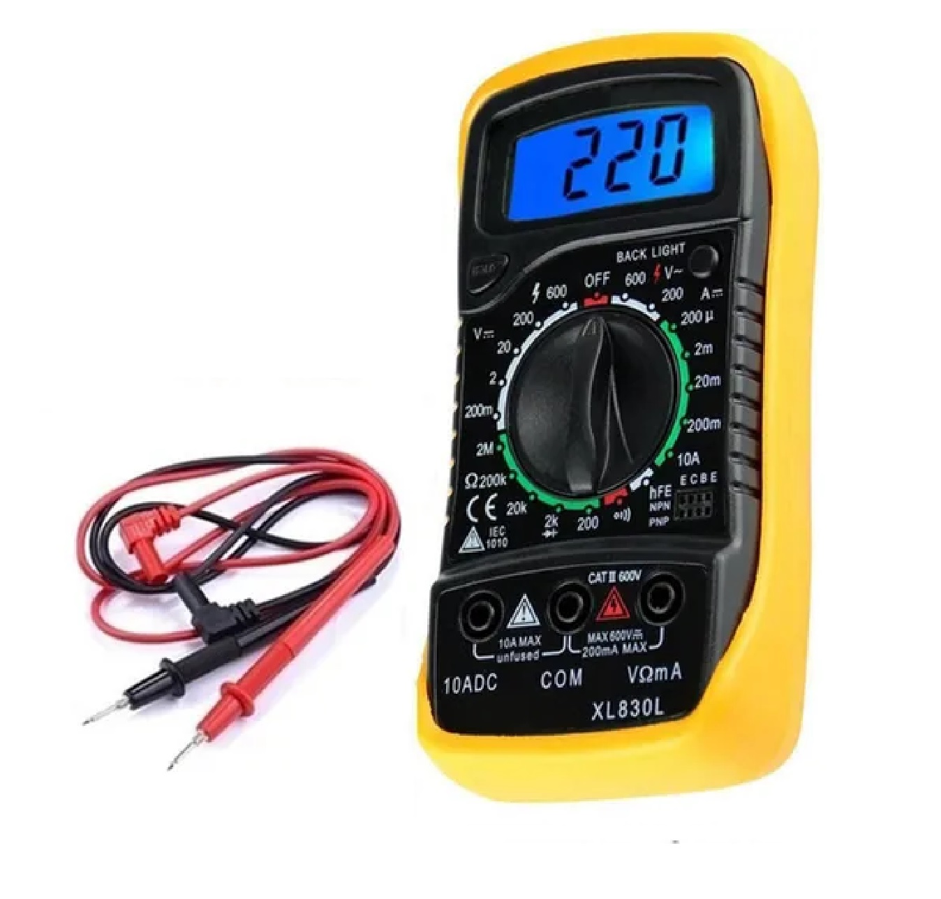 Multímetro Digital Lcd Portátil Amarillo