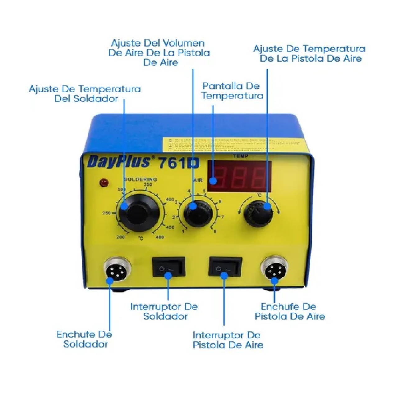 Estación De Soldadura 750w Digital Lcd Con Pistola De Calor