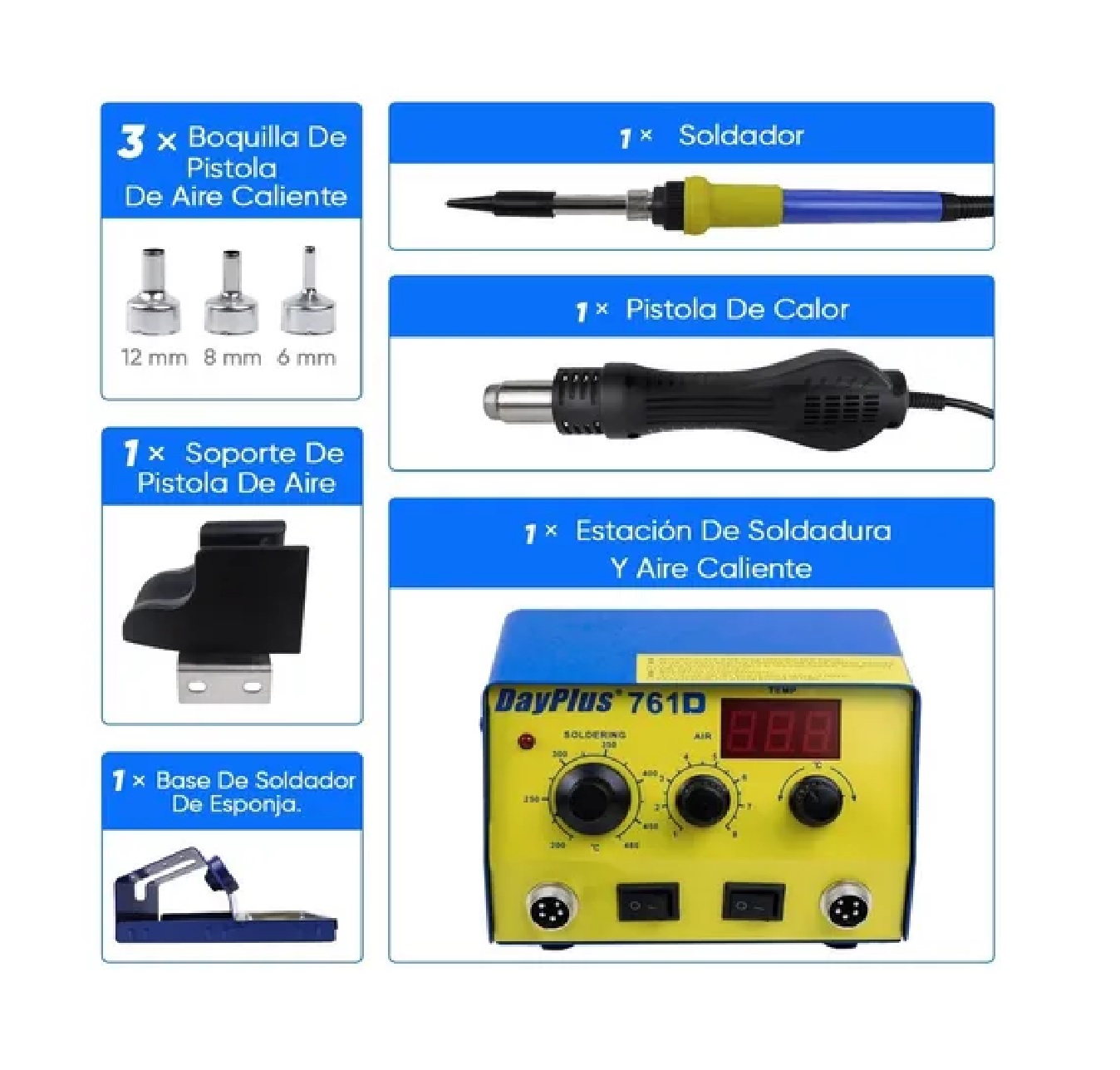 Estación De Soldadura 750w Digital Lcd Con Pistola De Calor
