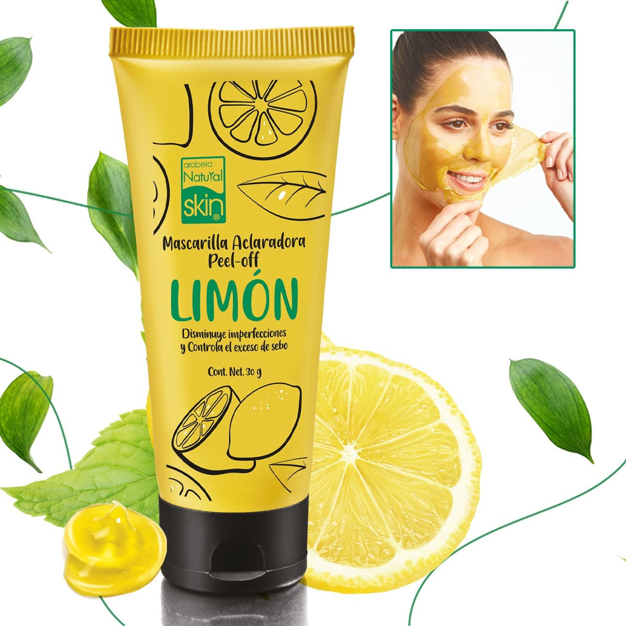 Mascarilla Facial Con Extracto De Limón Natural Skin Arabela