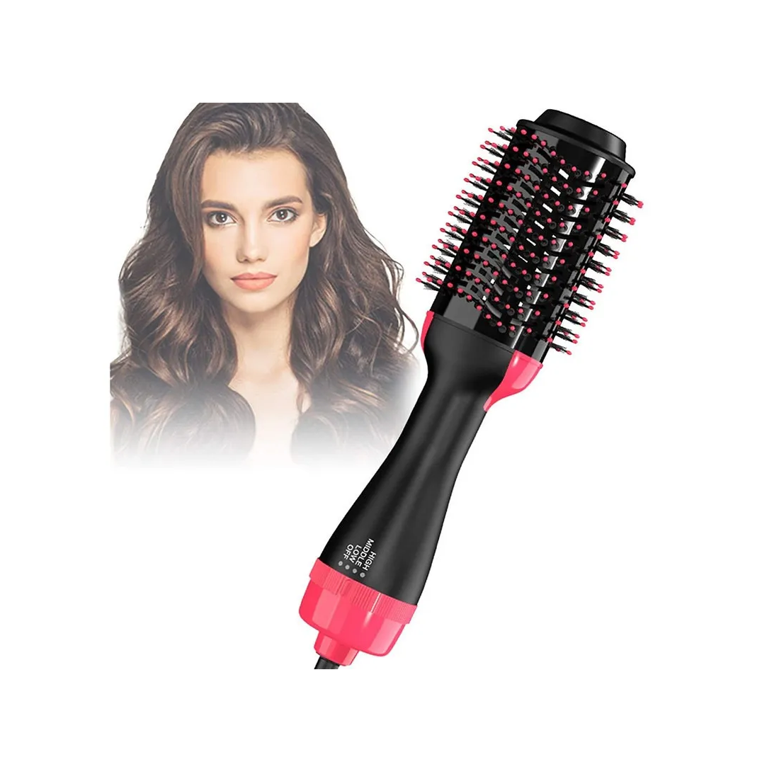 Cepillo Secadora Cabello Electrico Alisador Rizador 3 En 1