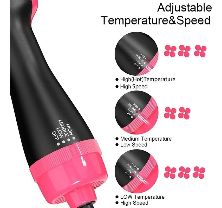 Cepillo Secadora Cabello Electrico Alisador Rizador 3 En 1