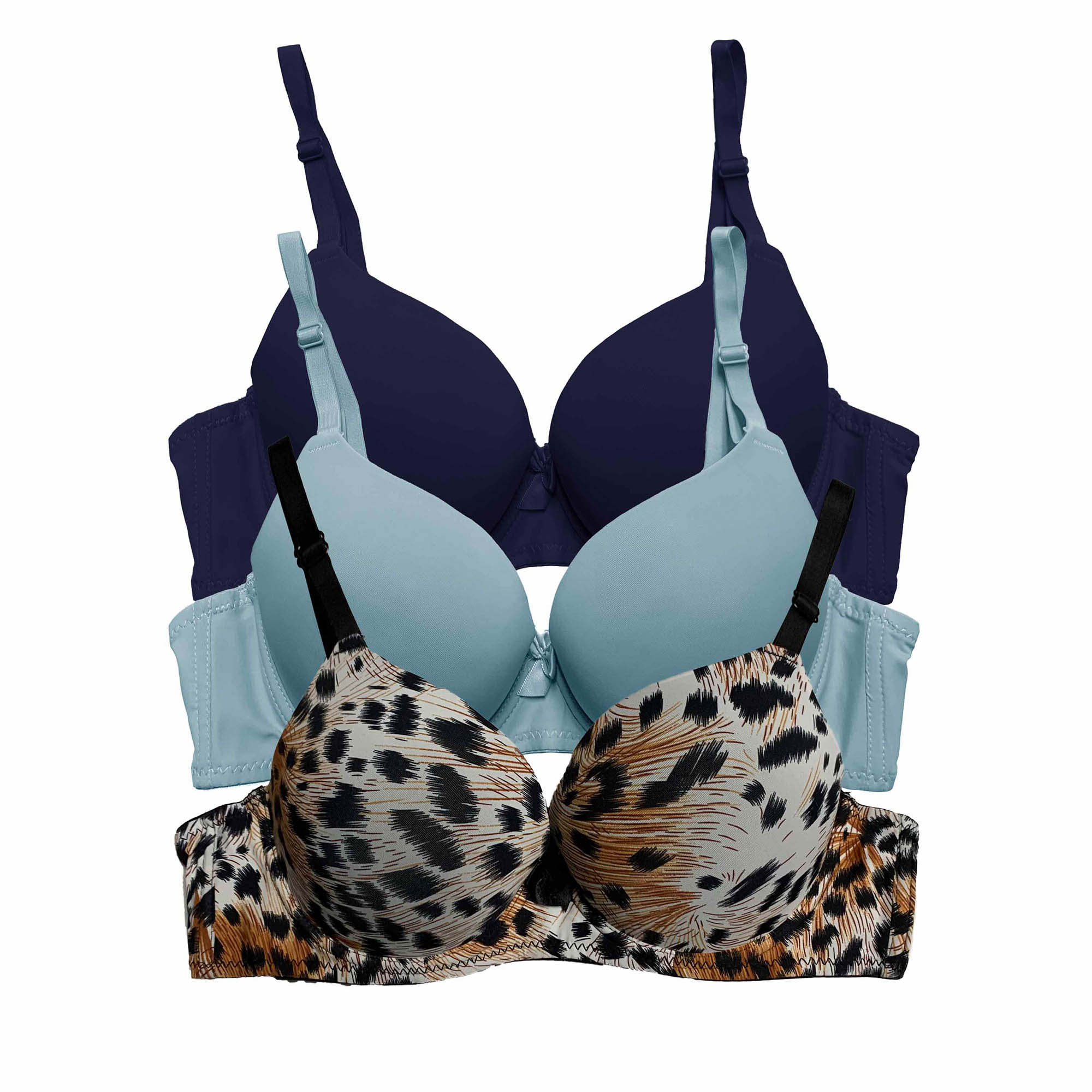 Paquete de 3 Brasier Doble Push Up Tatys Fashion Aumenta Hasta 2 Tallas