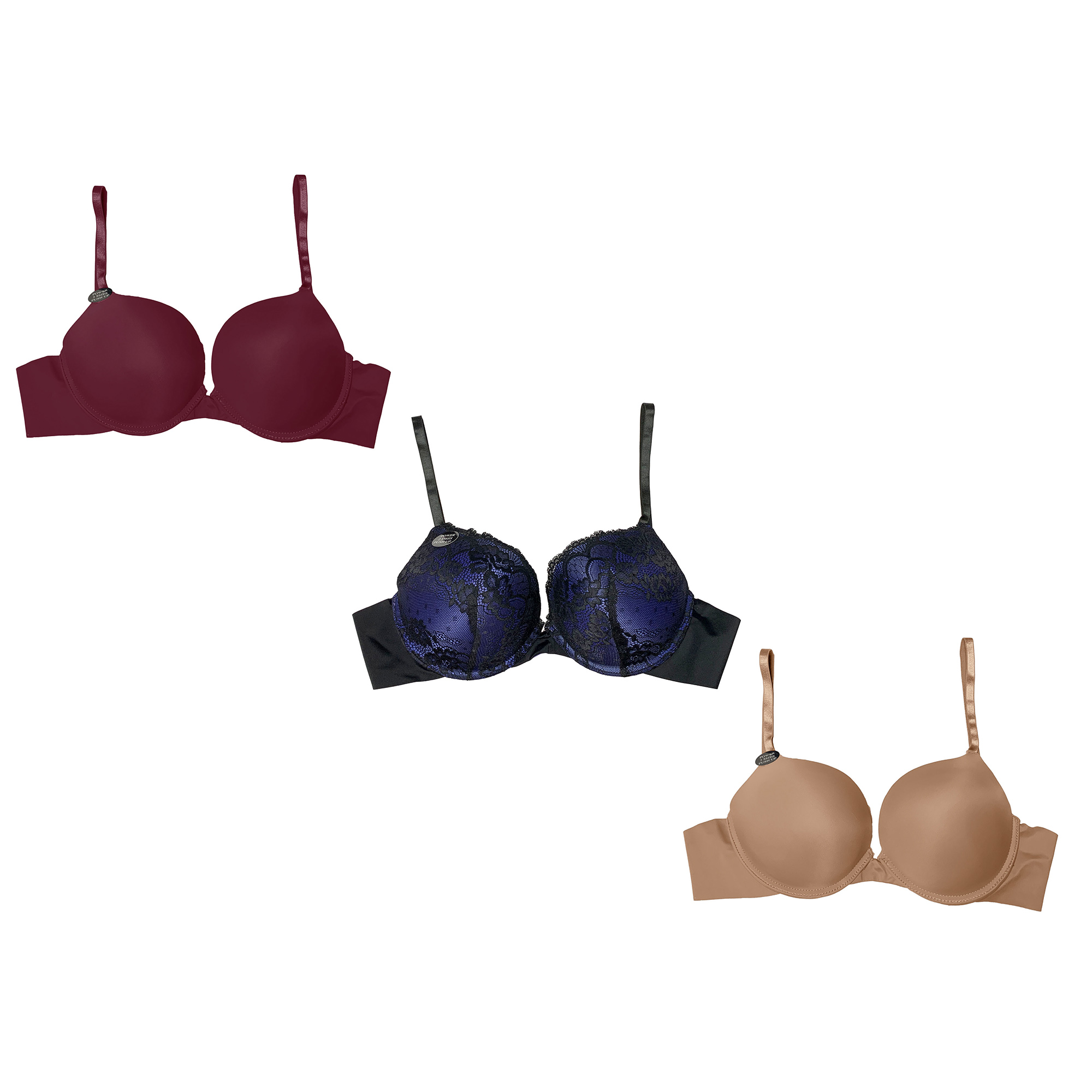 Paquete 3 Brasier Doble Push Up Tatys Fashion Aumenta Hasta 2 Tallas