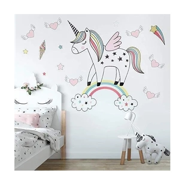Funda de Terciopelo para Cojín Decorativo Cuarto Niña Unicornio  Modelo 2