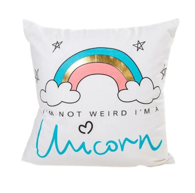 Cojín Con Funda Terciopelo Decoración Cuarto Niña Unicornio  Modelo 3 