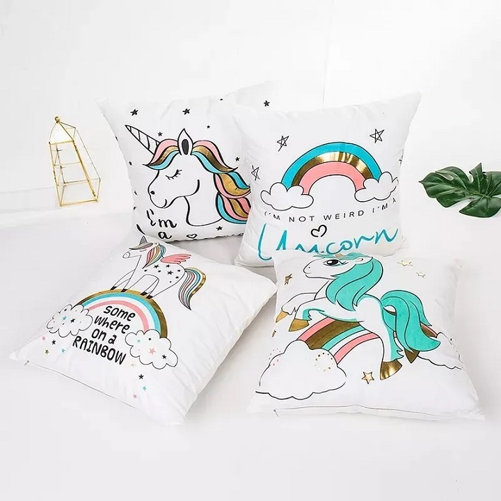 Cojín Con Funda Terciopelo Decoración Cuarto Niña Unicornio  Modelo 3 