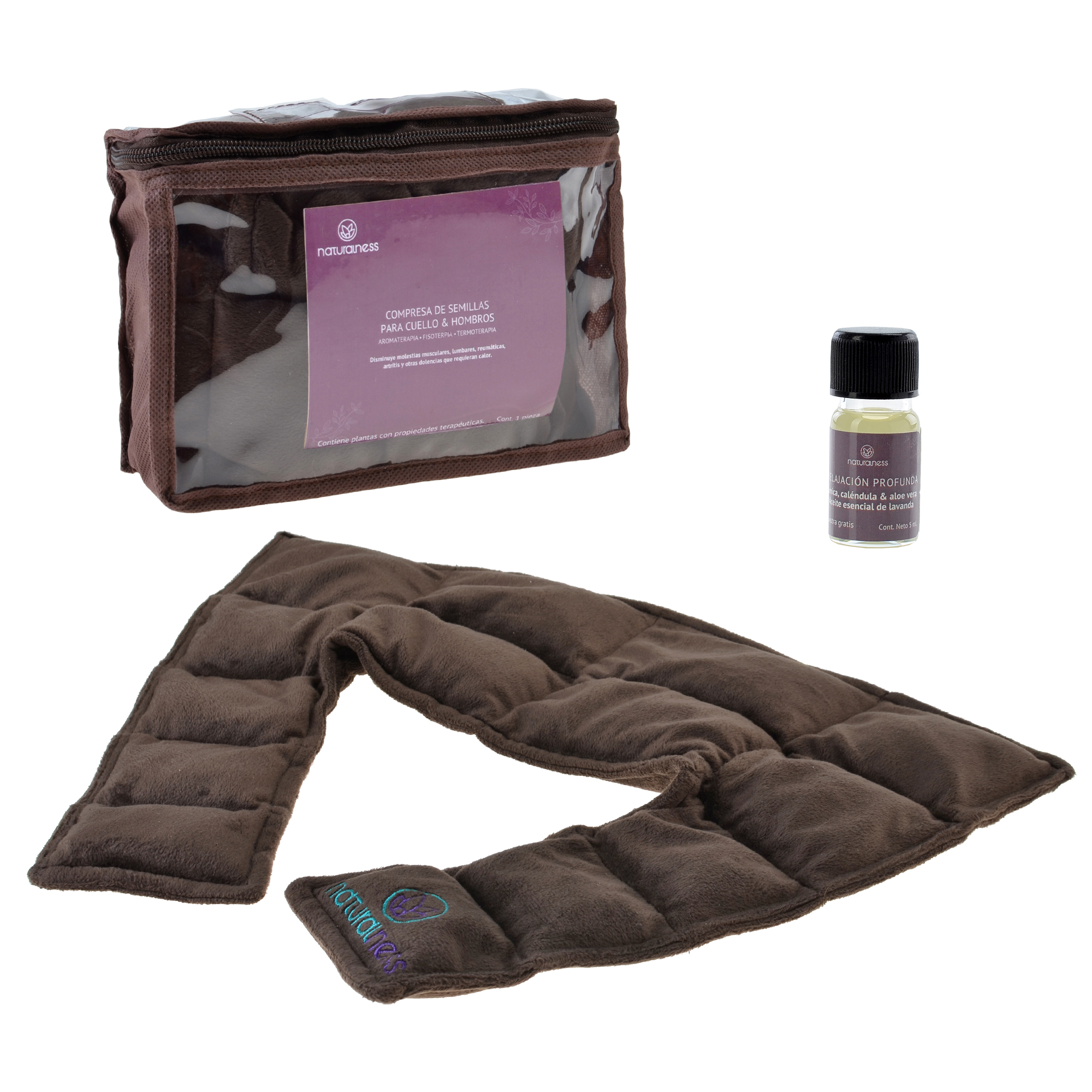 Naturalness - Compresa para cuello y hombros. Elaborada con Semillas y Plantas Medicinales - Línea Ortopédica Ideal para Rehabilitación, Fisioterapia y Descanso.