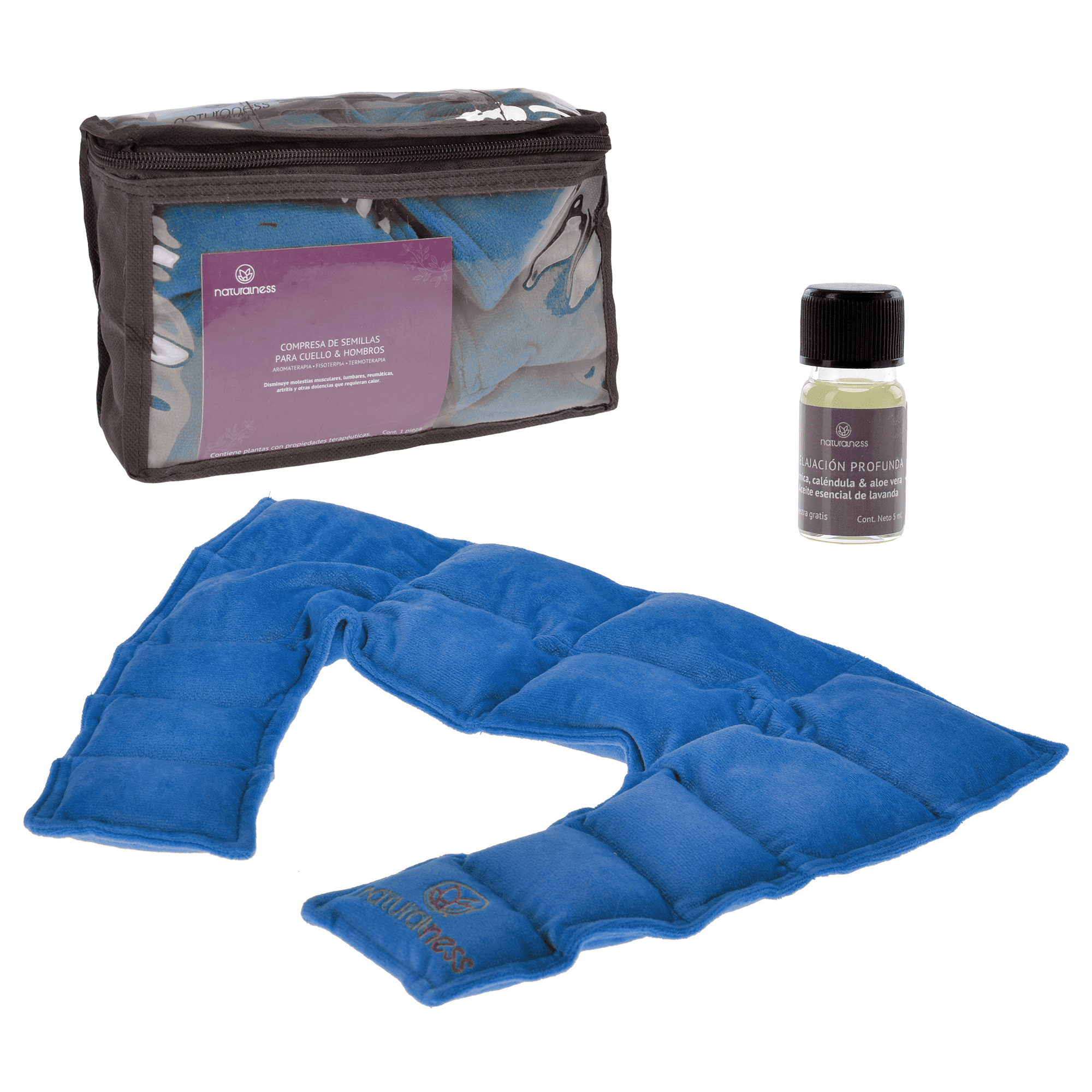 Naturalness - Compresa para cuello y hombros. Elaborada con Semillas y Plantas Medicinales - Línea Ortopédica Ideal para Rehabilitación, Fisioterapia y Descanso.