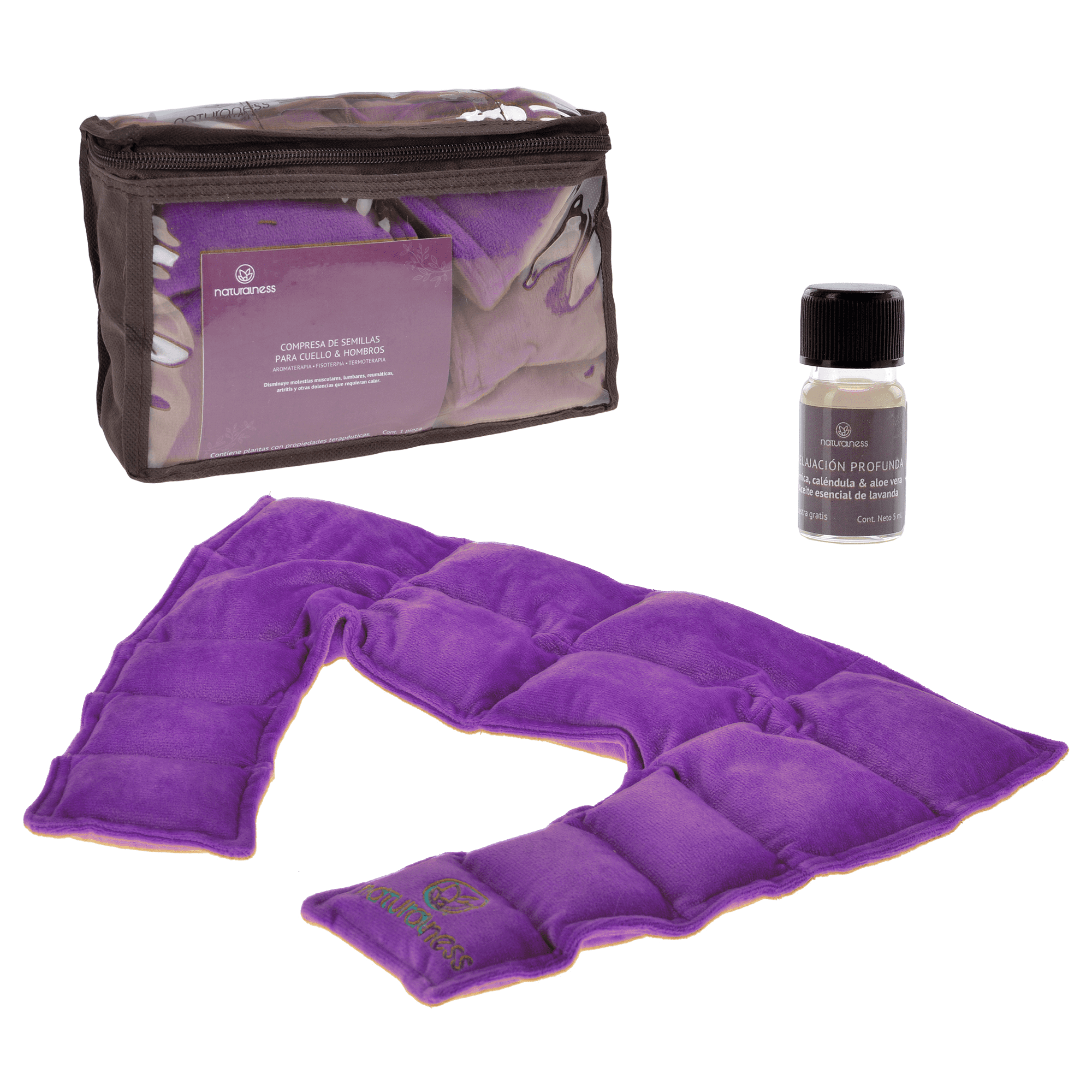 Naturalness - Compresa para cuello y hombros. Elaborada con Semillas y Plantas Medicinales - Línea Ortopédica Ideal para Rehabilitación, Fisioterapia y Descanso.