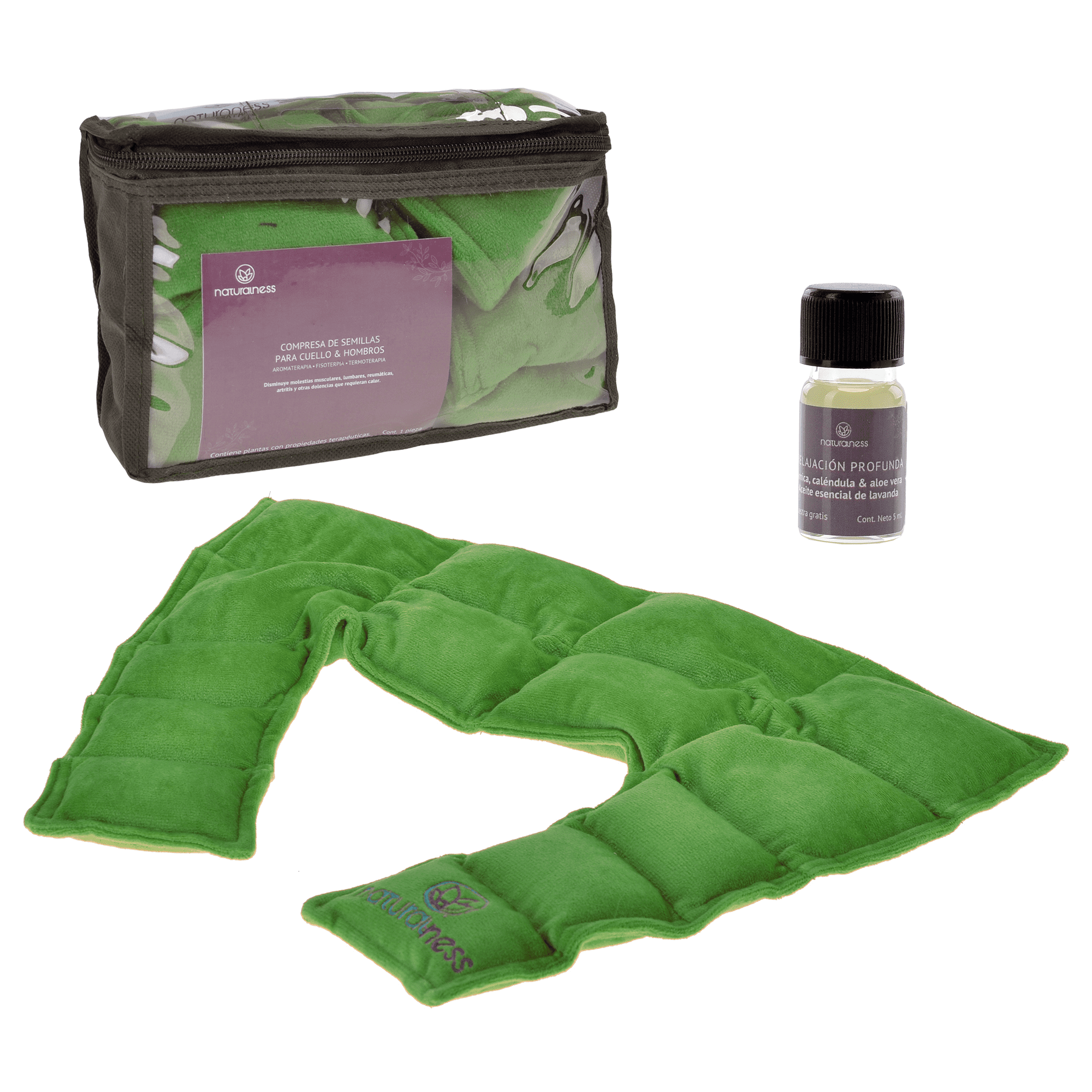 Naturalness - Compresa para cuello y hombros. Elaborada con Semillas y Plantas Medicinales - Línea Ortopédica Ideal para Rehabilitación, Fisioterapia y Descanso.