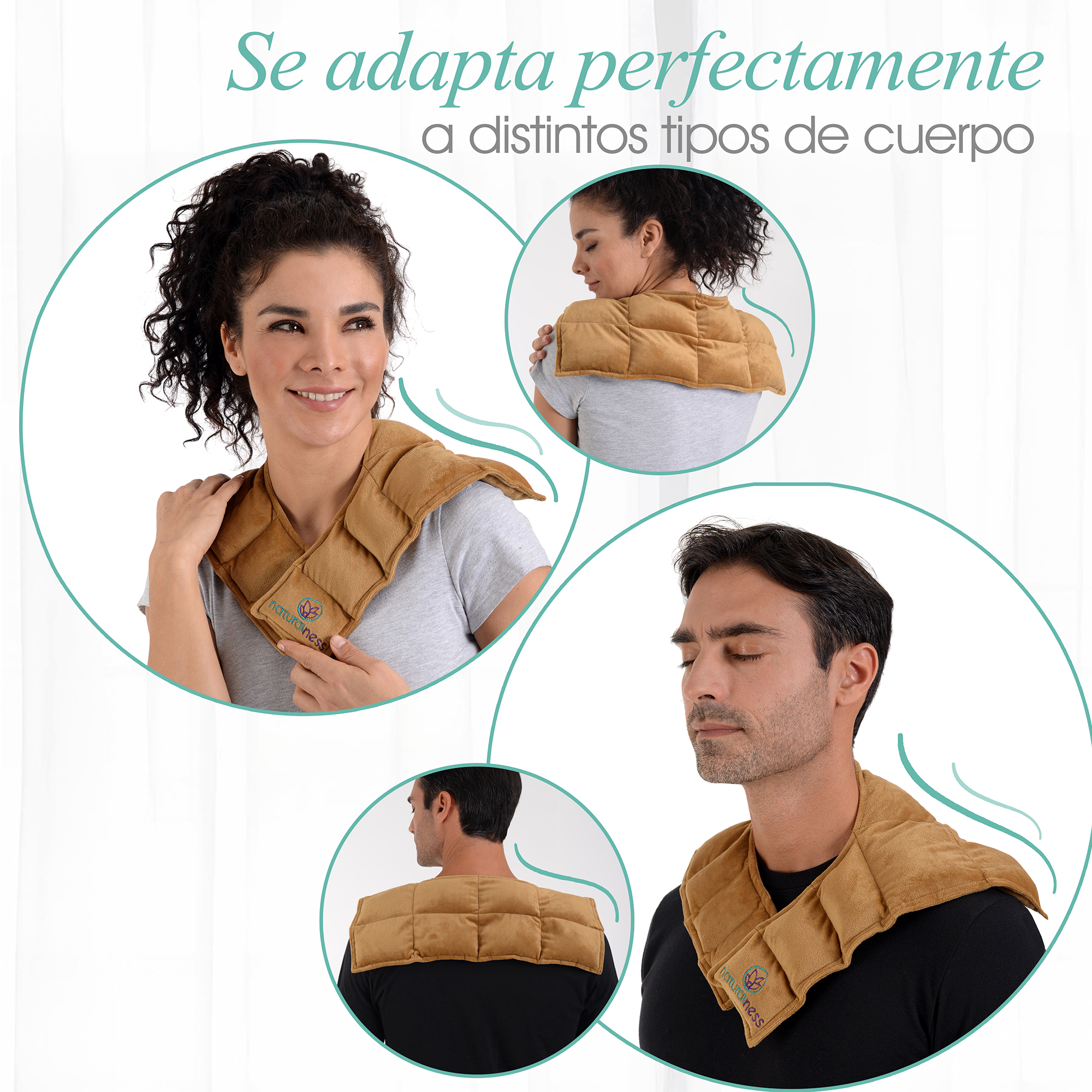 Naturalness - Compresa para cuello y hombros. Elaborada con Semillas y Plantas Medicinales - Línea Ortopédica Ideal para Rehabilitación, Fisioterapia y Descanso.