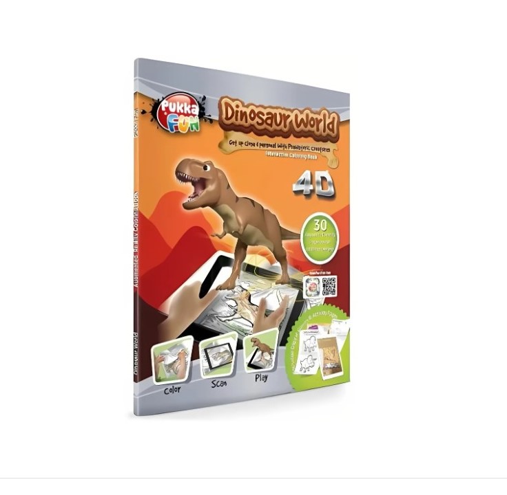 Libro Para Colorear 4D Interactivo, Dinosaurios. Pukka Fun