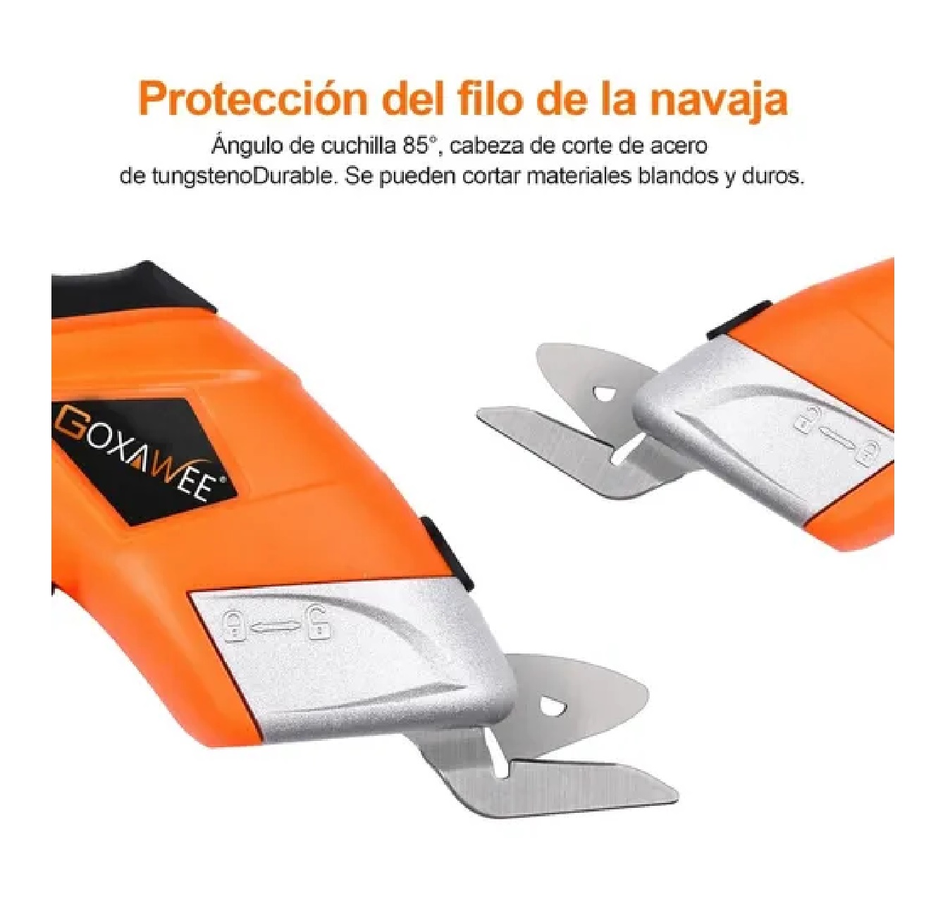 TIJERAS ELÉCTRICAS INALÁMBRICA PARA CORTAR LAMINA TELA NARANJA