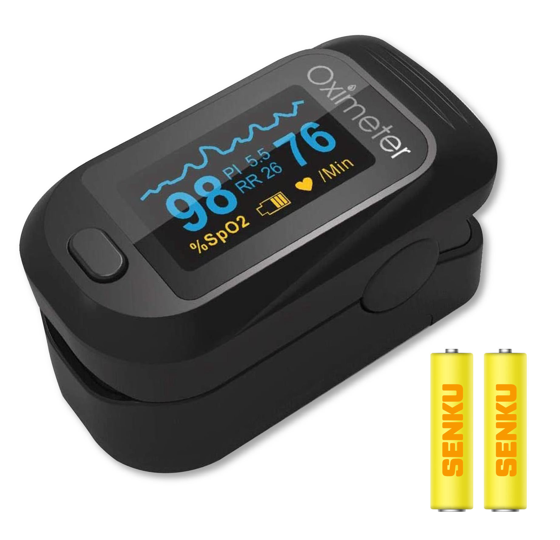 Oxímetro SENKU 4 en 1, Saturación de oxígeno, Frecuencia cardíaca, frecuencia respiratoria, Índice de perfusión sanguínea, Hospital Deporte Hogar, Bebes Niños Adultos