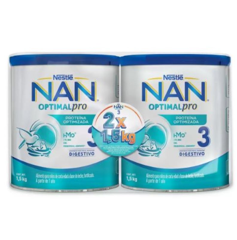 Alimento para Bebes NAN OPTIPRO 3 664468 2 Botes de 1.5 kg