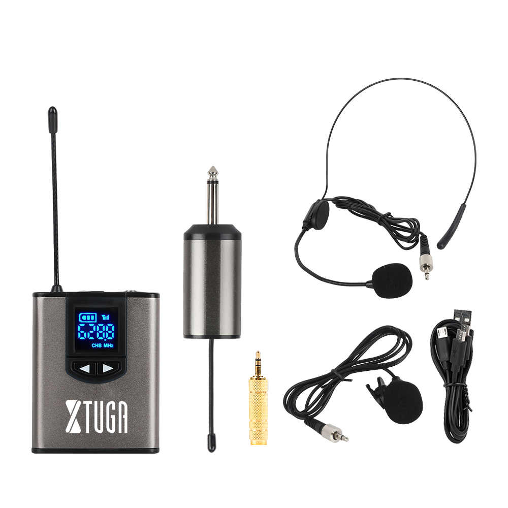 Microfono Inalambrico Xtuga Uhf 25 Canales Diadema Y Solapa A1
