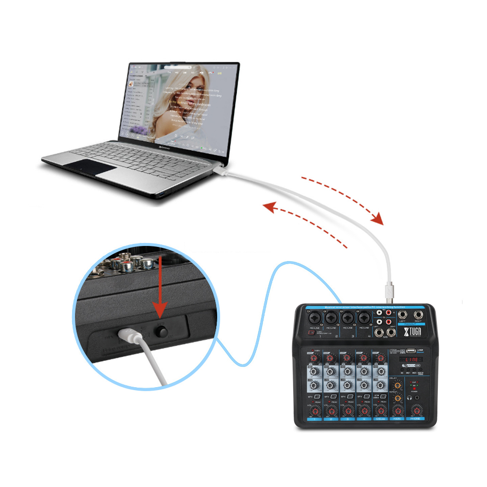 Consola Xtuga Am6 Mezcladora Con Bluetooth Usb Para Pc AM6