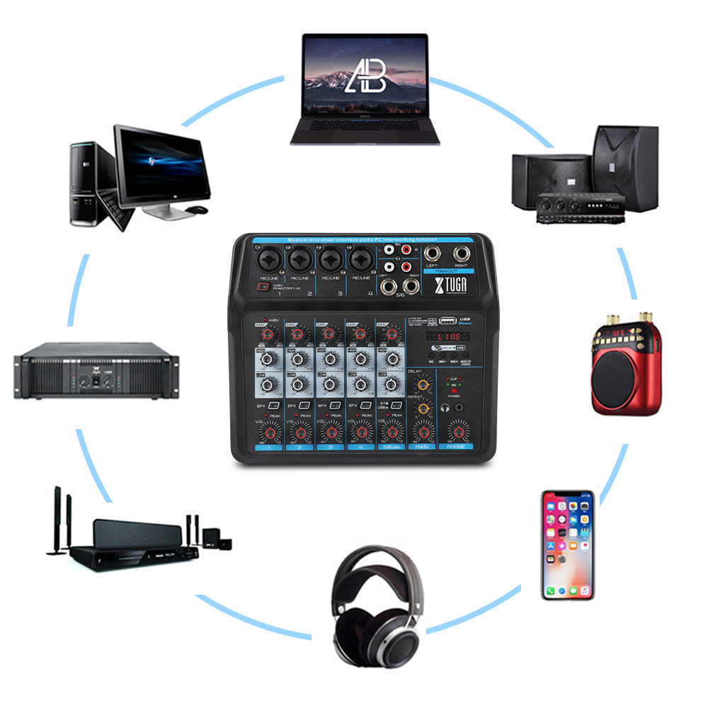 Consola Xtuga Am6 Mezcladora Con Bluetooth Usb Para Pc AM6