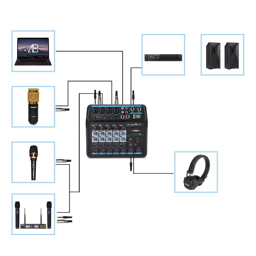 Consola Xtuga Am6 Mezcladora Con Bluetooth Usb Para Pc AM6